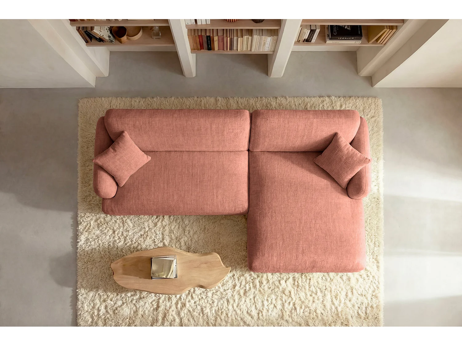 ROSALIE - 3-zits hoekbank in chenille stof - Terracotta