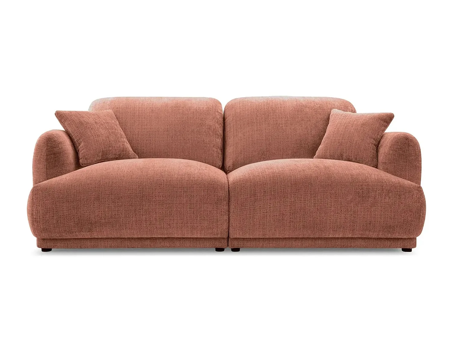 ROSALIE - Canapé droit tissu chenille 2 places Terracotta