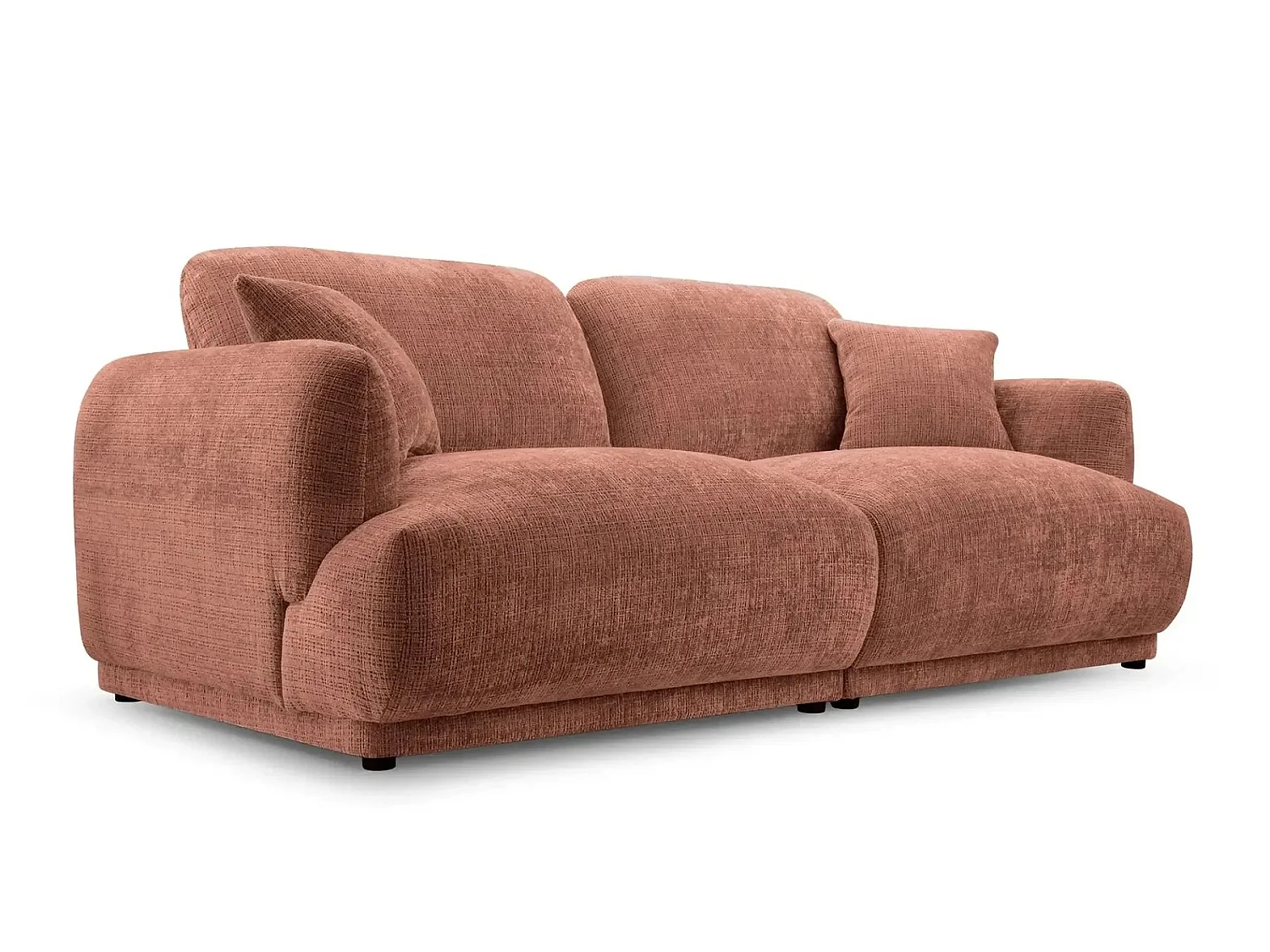 ROSALIE - Canapé droit tissu chenille 2 places Terracotta