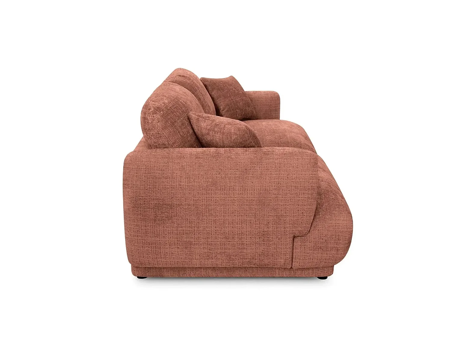ROSALIE - Canapé droit tissu chenille 2 places Terracotta