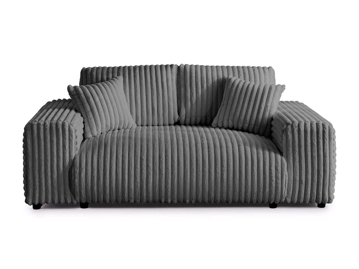 CAISA - Canapé droit velours côtelé 2 places Gris foncé