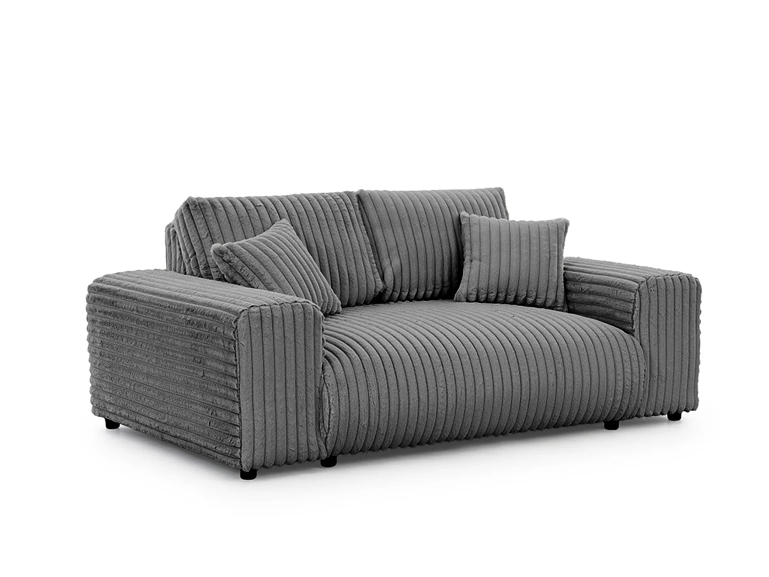 CAISA - Canapé droit velours côtelé 2 places Gris foncé