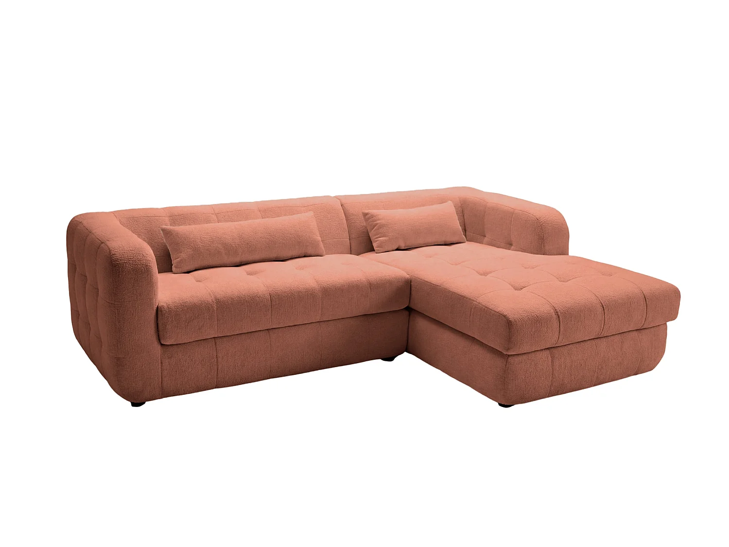 ARLETTE - Chenille stoffen hoekbank 4 zits Links - Terracotta