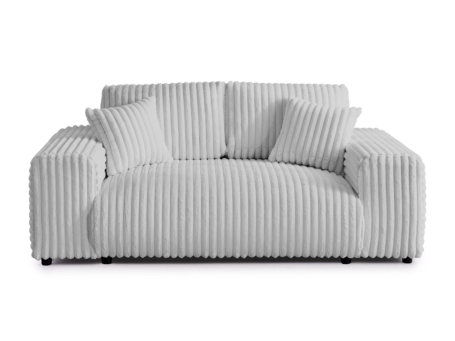 CAISA - Canapé droit velours côtelé 2 places Gris clair