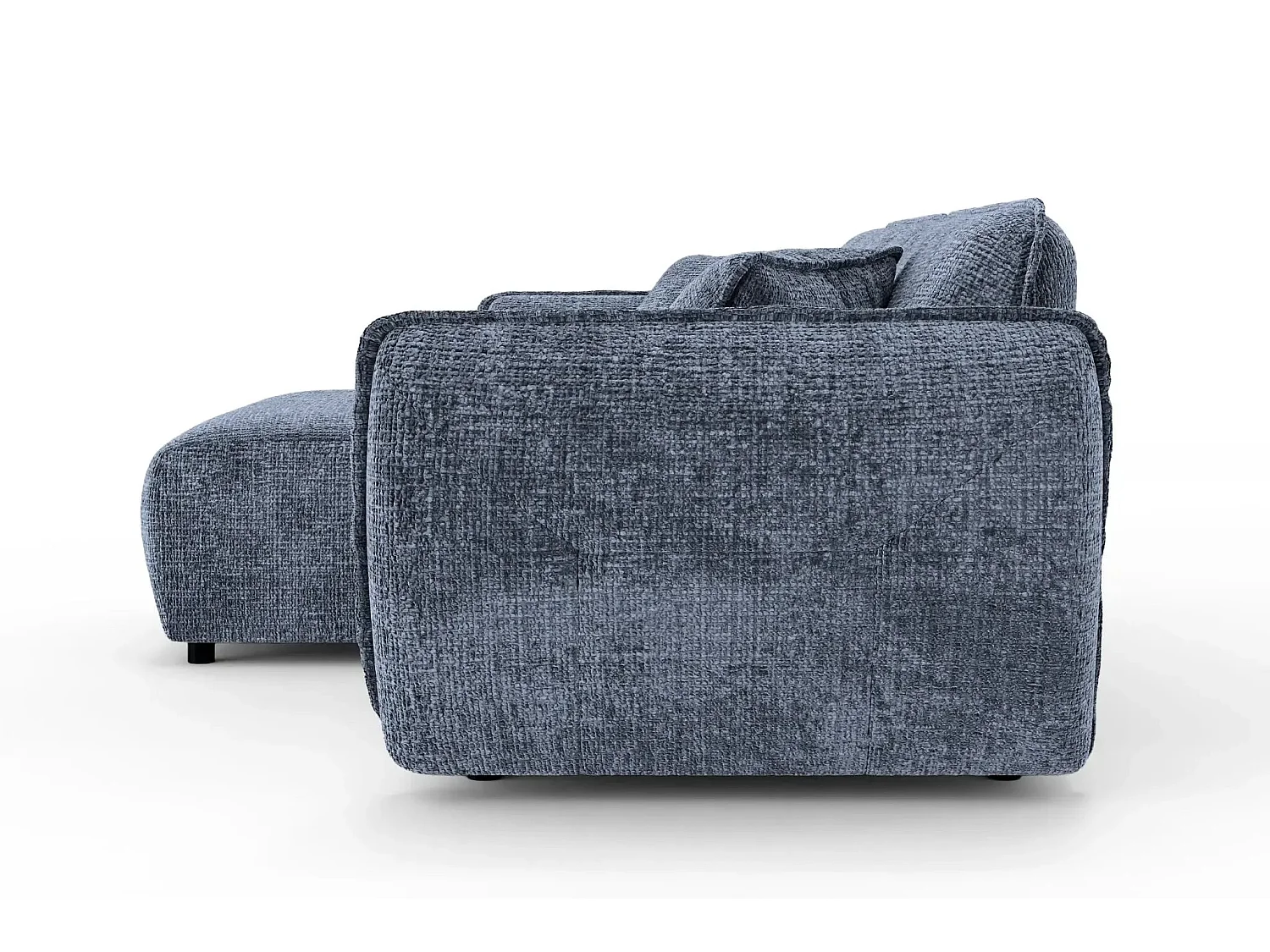 MONA - 4-zits hoekbank in chenille stof - Rechts - Blauw
