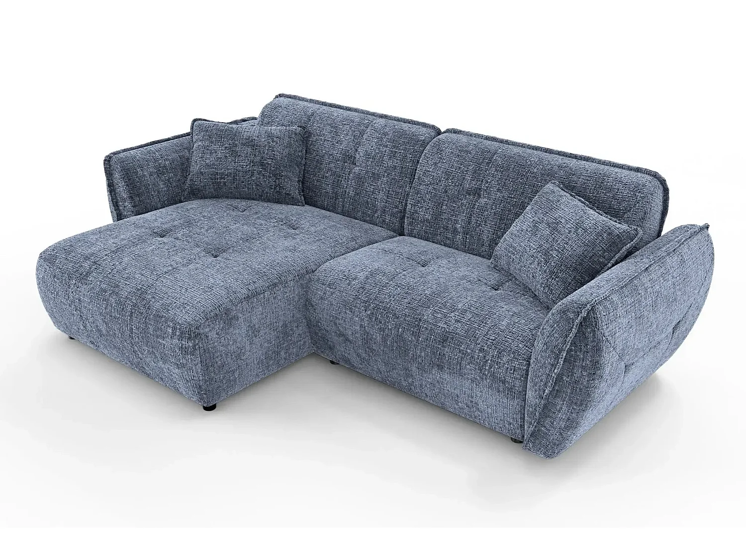 MONA - 4-zits hoekbank in chenille stof - Rechts - Blauw