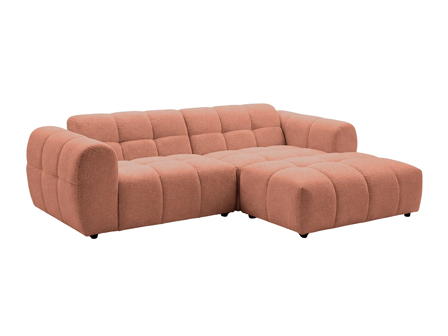 ALEXIA MINI - Bouclette stoffen hoekbank, 3 zits, rechts - Terracotta