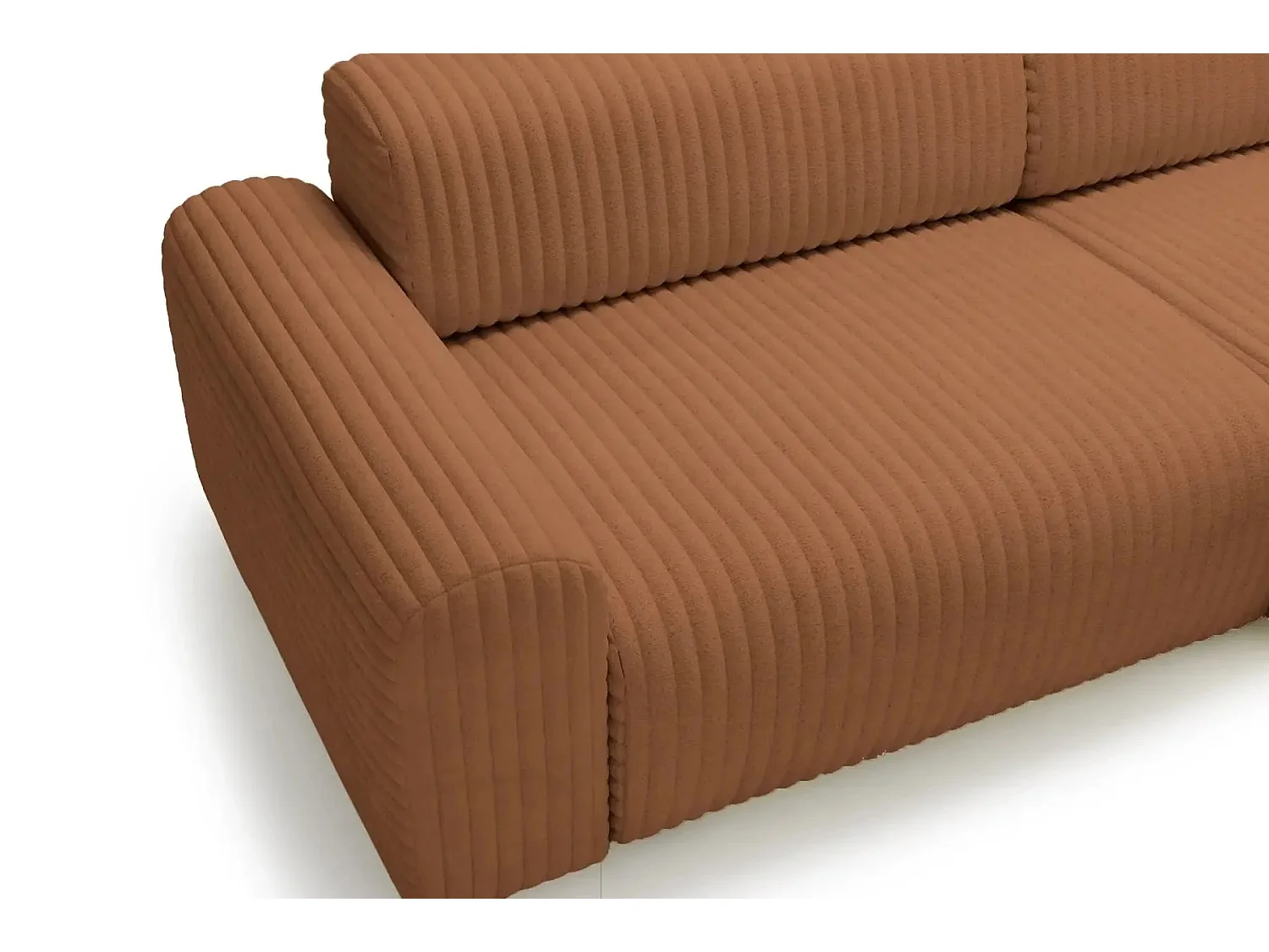 MILA - 3-zits corduroy hoekbank - Recht - Terracotta