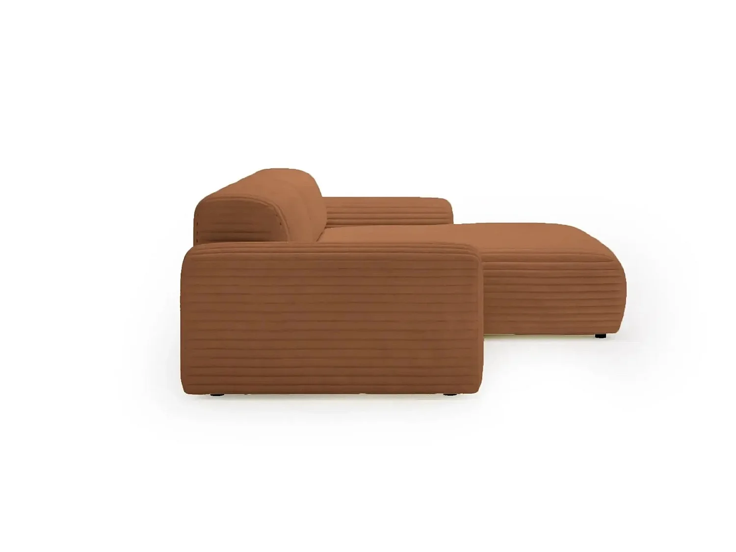 MILA - 3-zits corduroy hoekbank - Recht - Terracotta