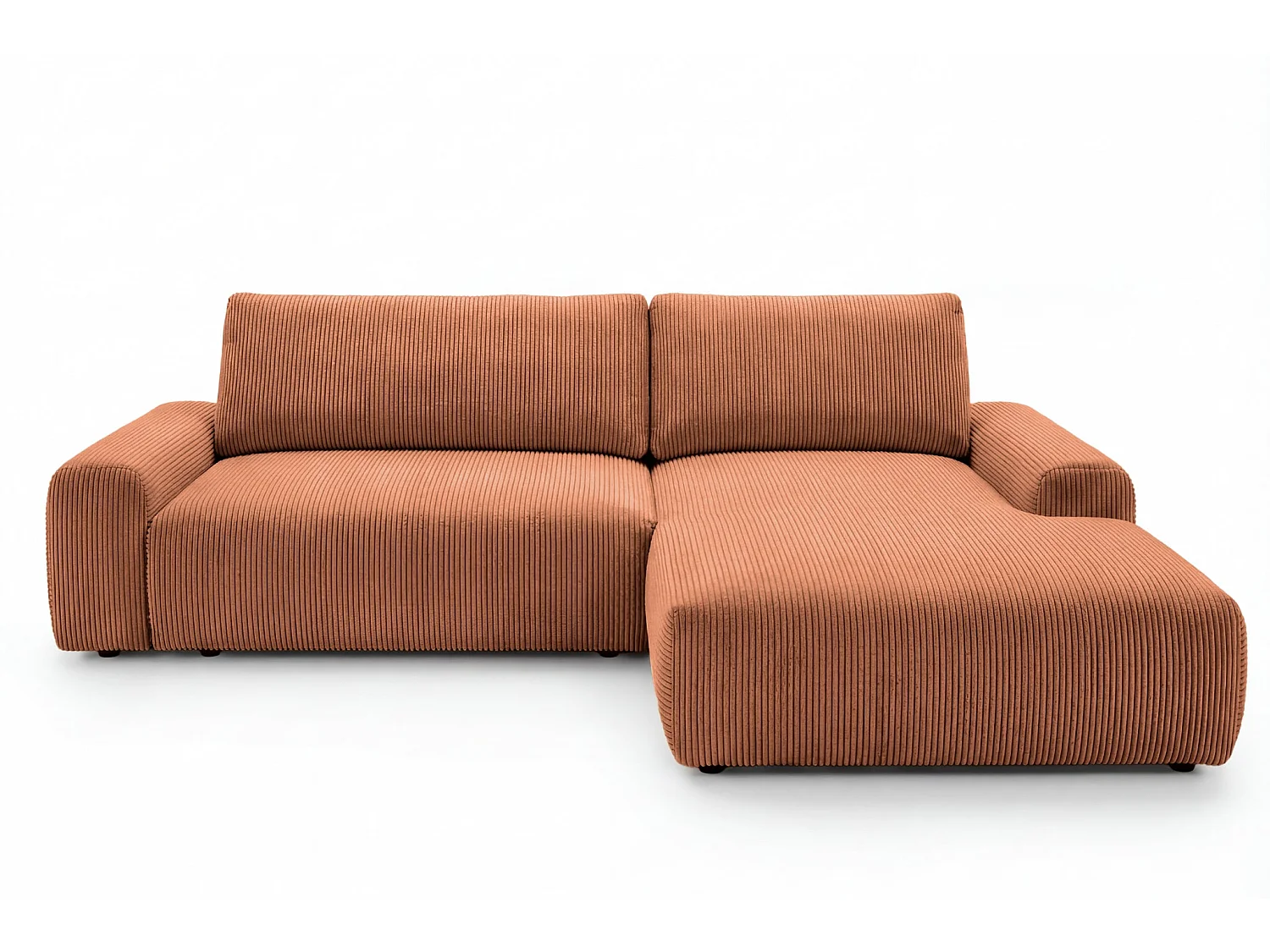 OLYMPE - 4 zits kleine corduroy hoekbank - Terracotta