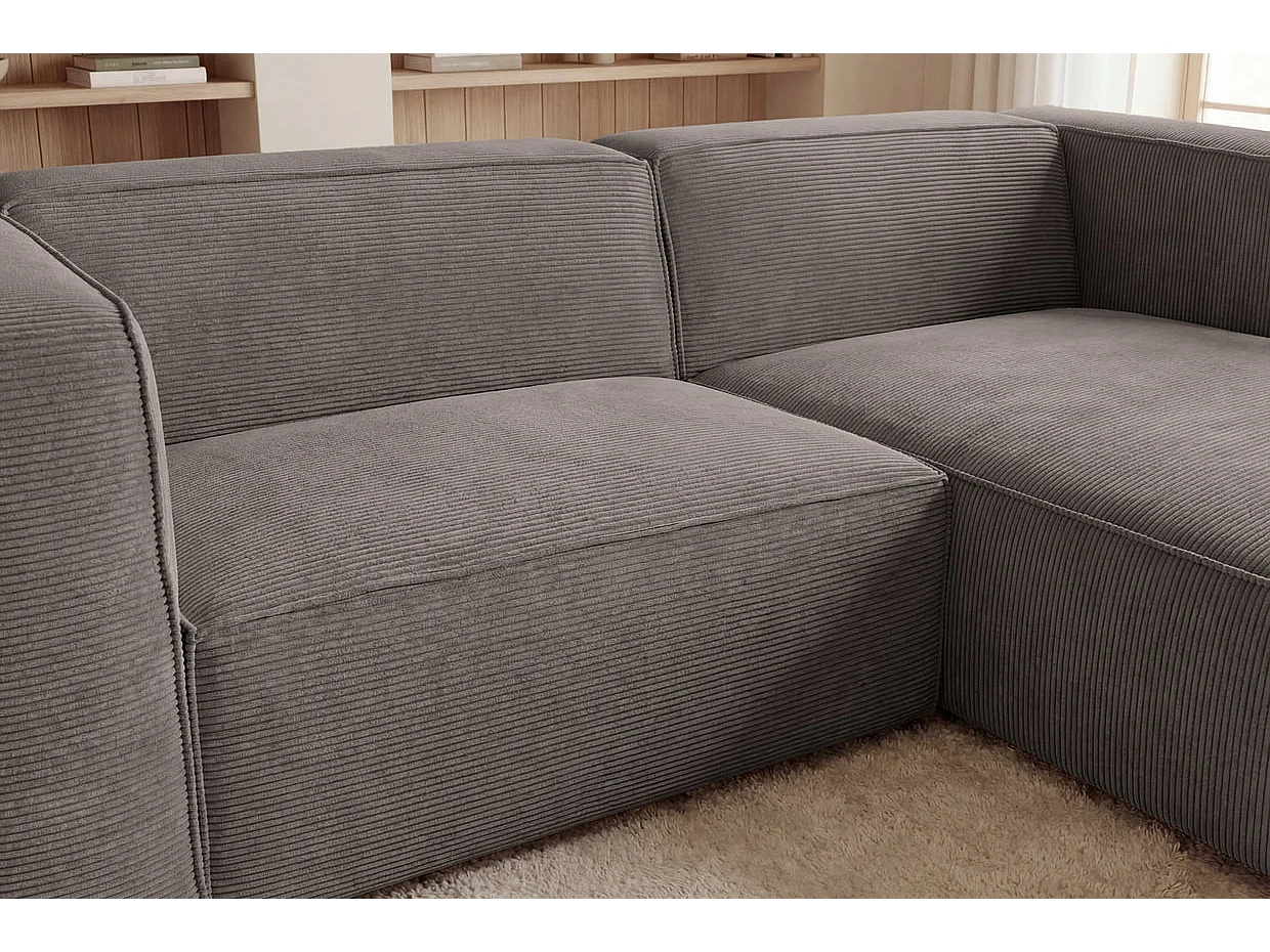 BASIL - Corduroy hoekbank 4 zits links - Taupe