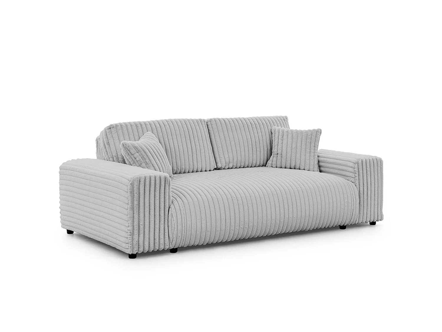 CAISA - Canapé droit velours côtelé 3 places Gris clair