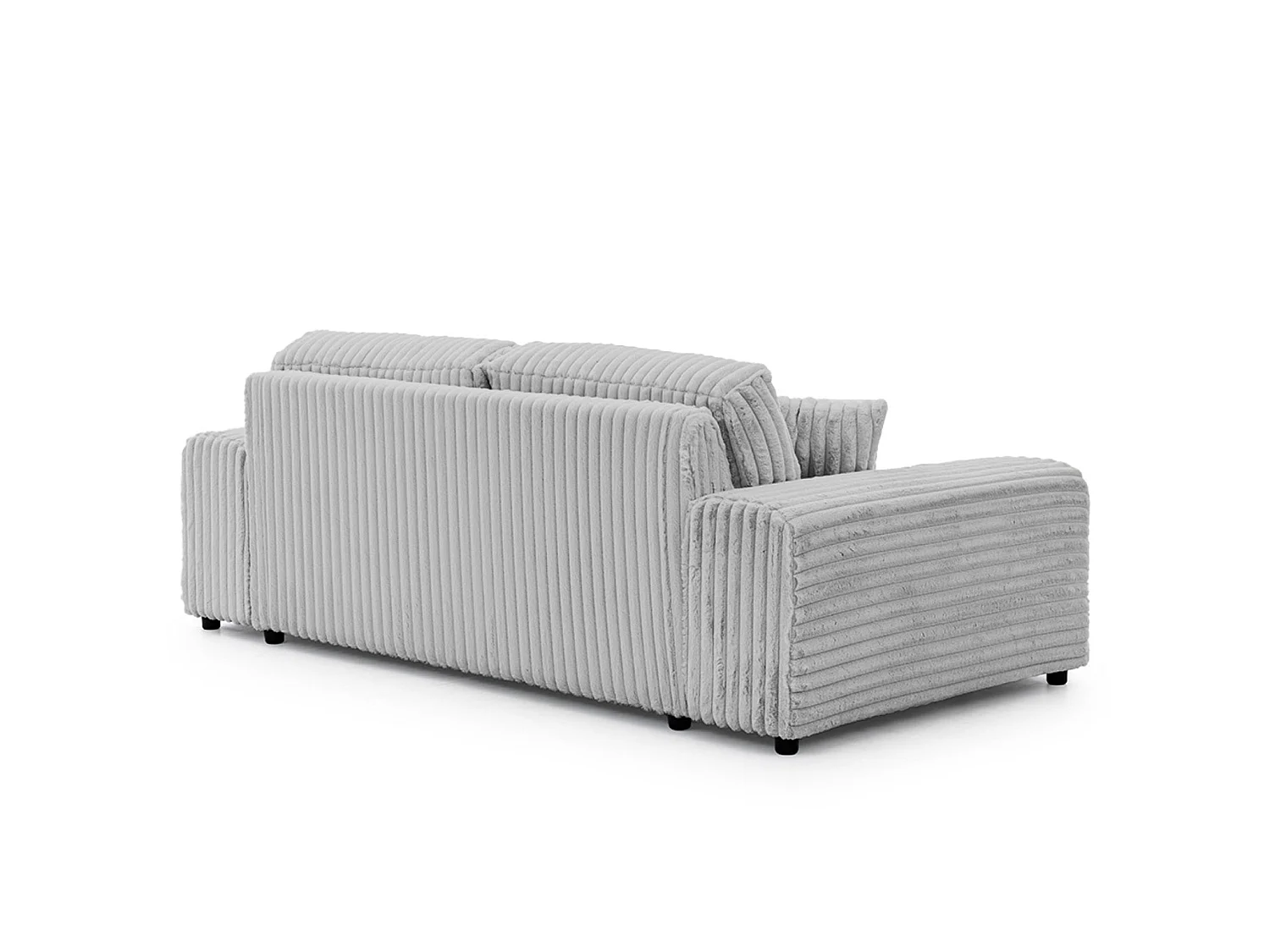 CAISA - Canapé droit velours côtelé 3 places Gris clair