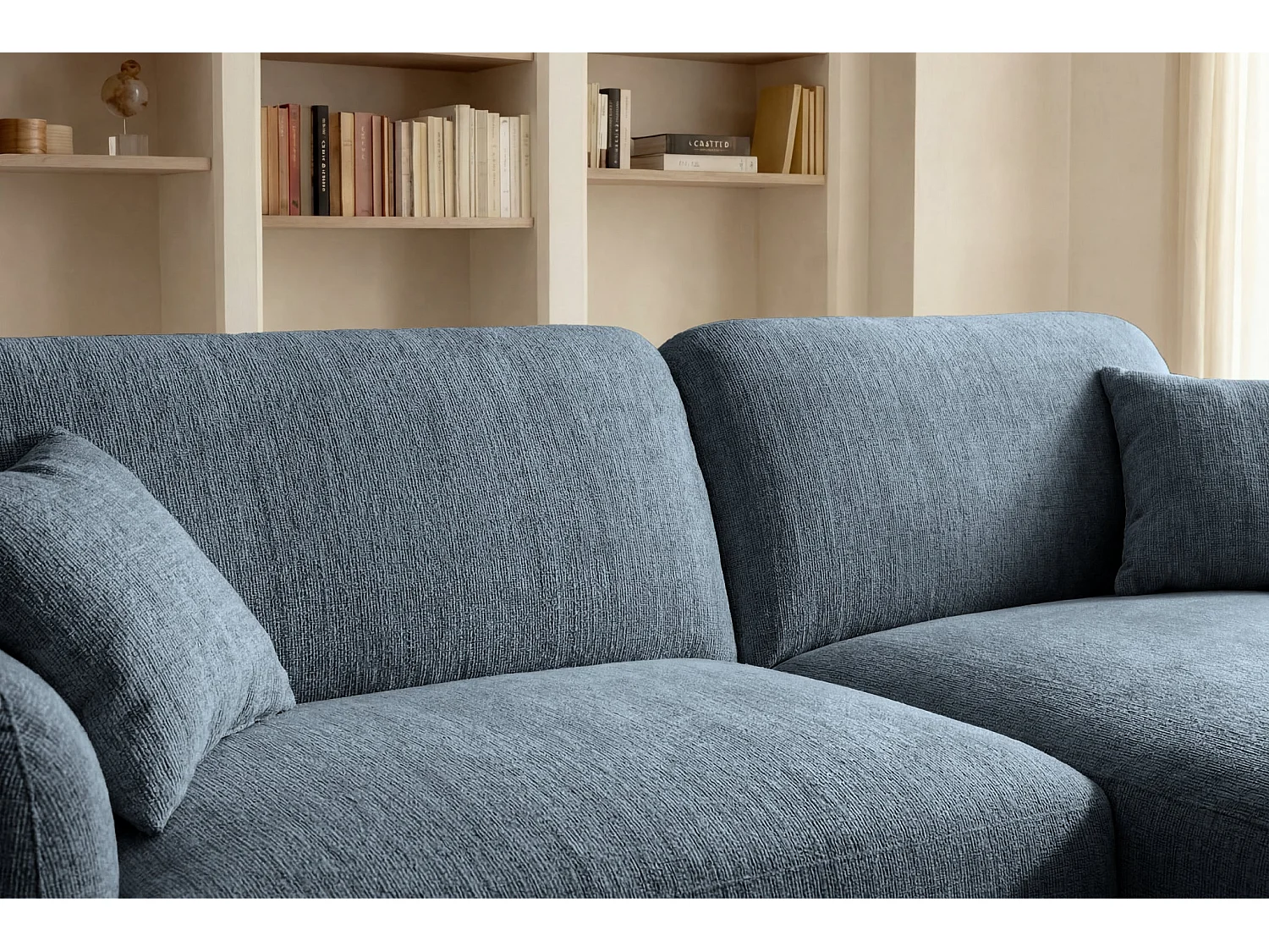 ROSALIE - 3-zits hoekbank in chenille stof - Blauw