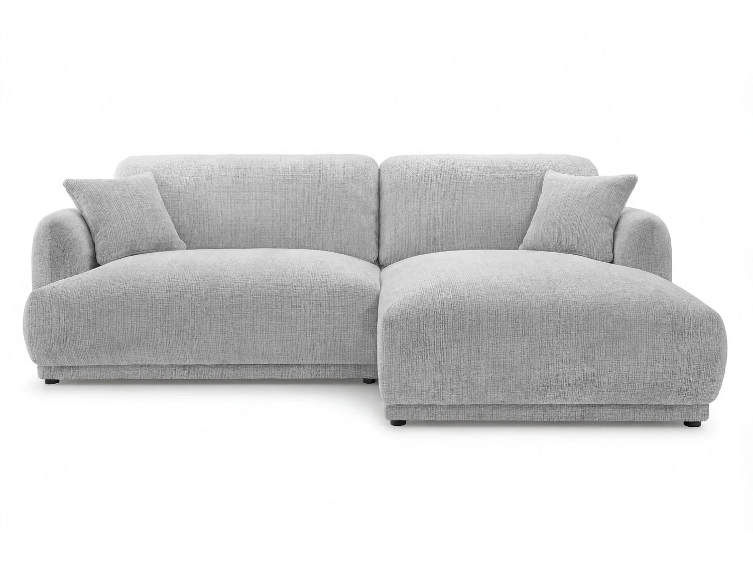 ROSALIE - Canapé d'angle tissu chenille 3 places Gris clair Gauche