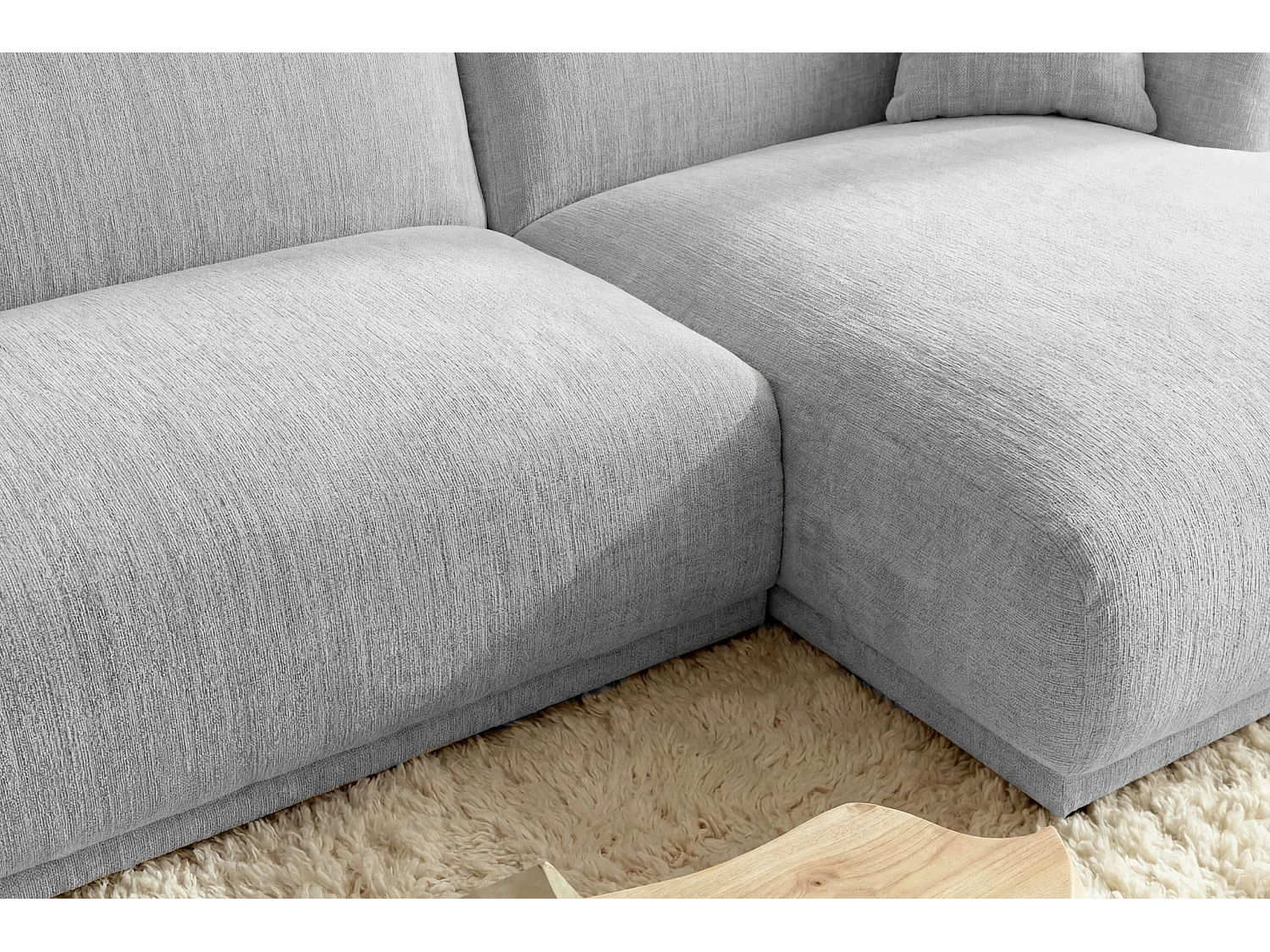 ROSALIE - Canapé d'angle tissu chenille 3 places Gris clair Gauche