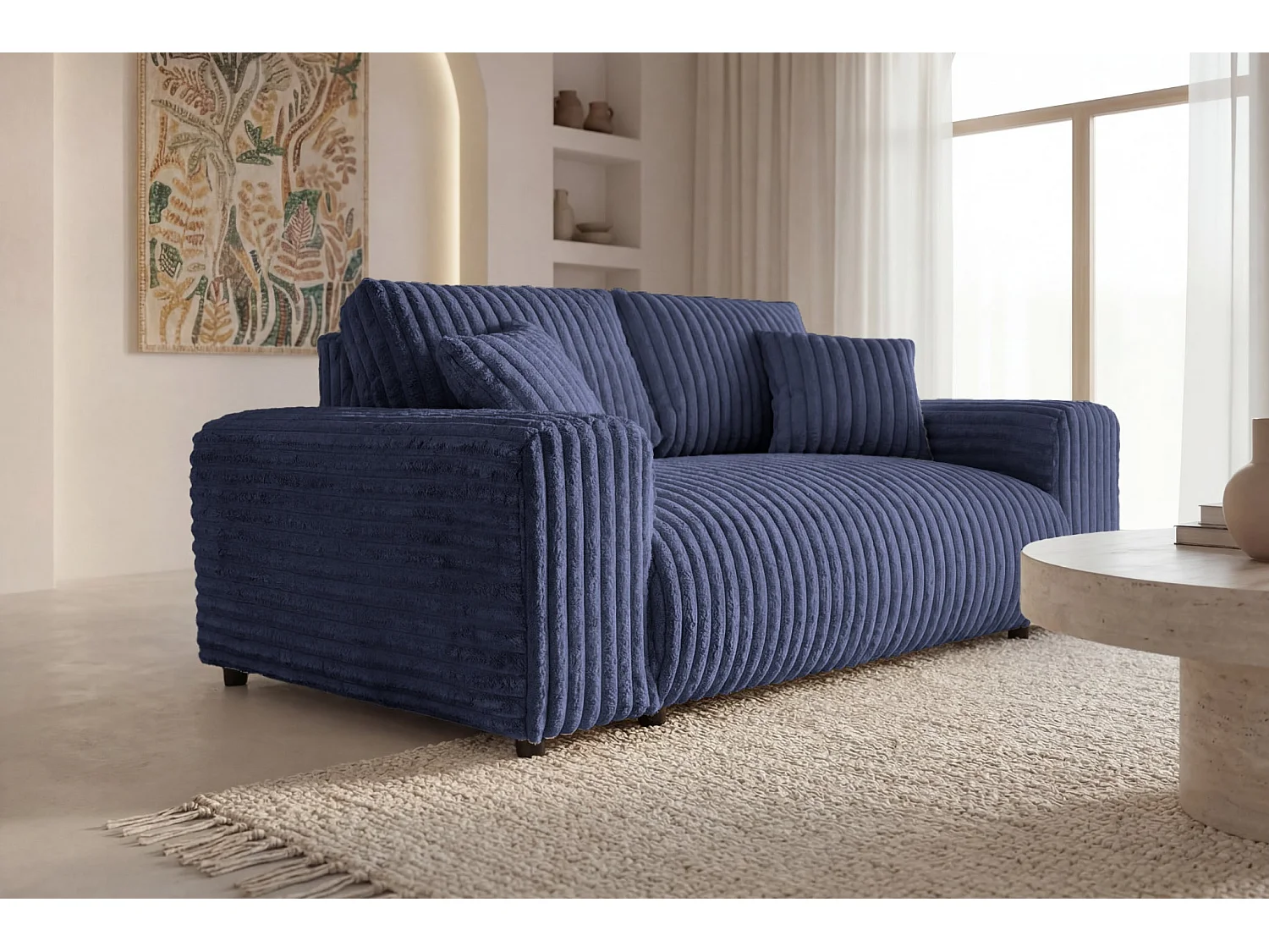 CAISA - 2-zits grote corduroy bank - Blauw