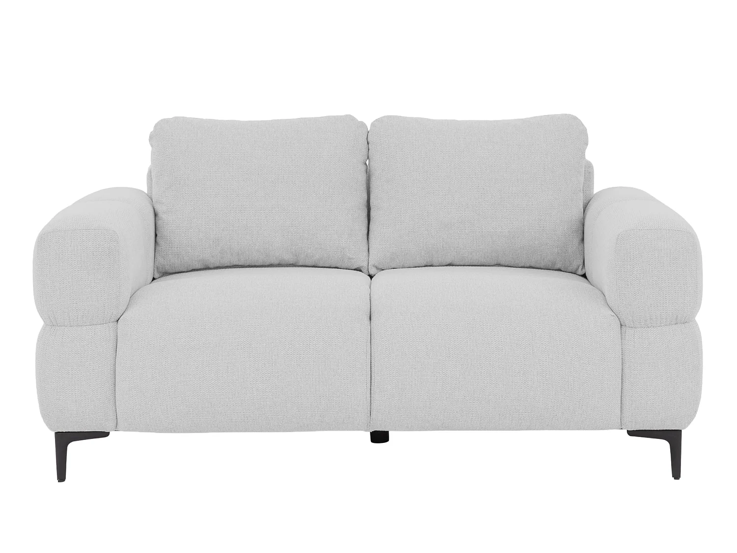 ELTON - Canapé droit tissu lisse 2 places Gris clair