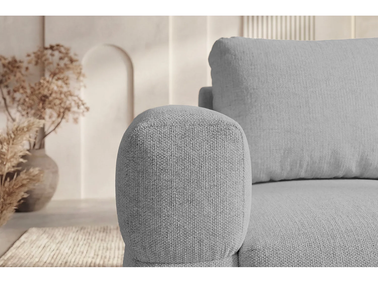 ELTON - Canapé droit tissu lisse 2 places Gris clair
