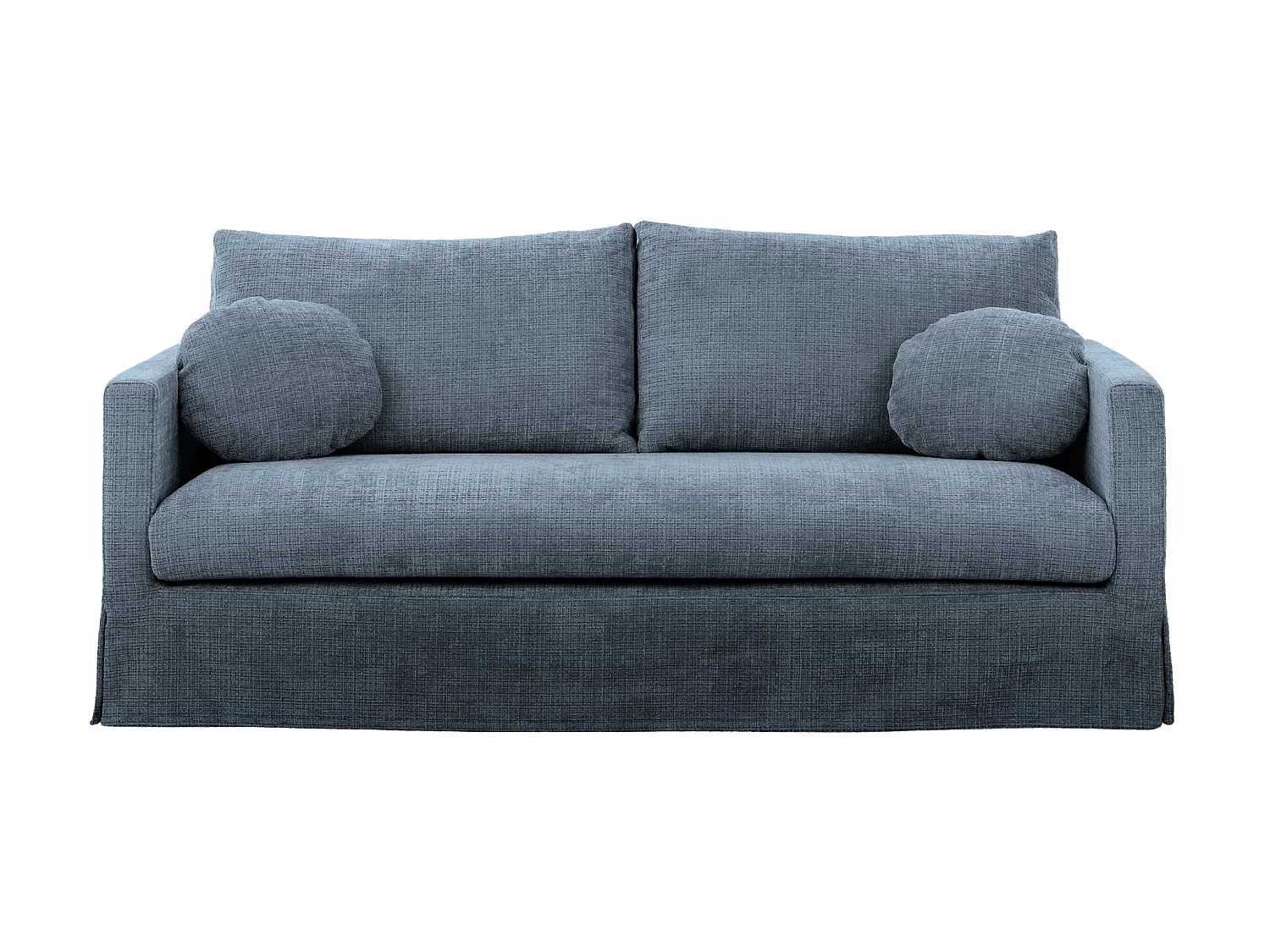 LEONIE - Canapé droit tissu chenille déhoussable 3 places Bleu