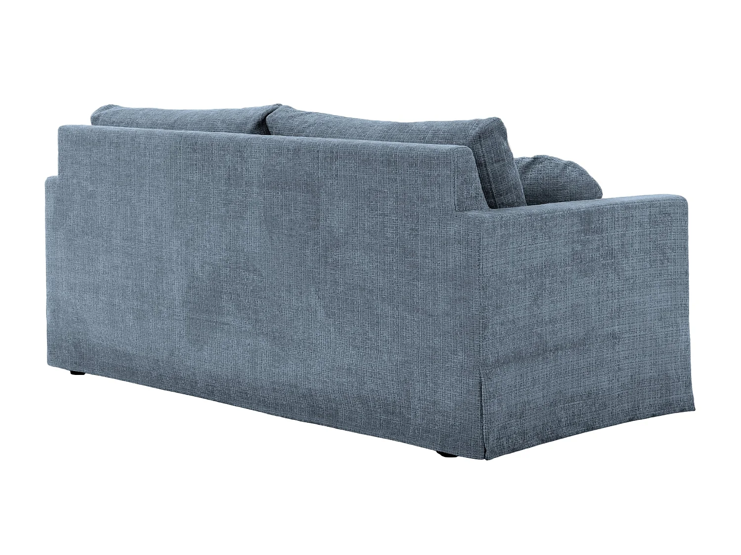 LEONIE - Canapé droit tissu chenille déhoussable 3 places Bleu