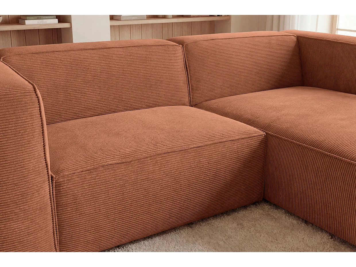 BASIL - 4 zits corduroy hoekbank links - Terracotta