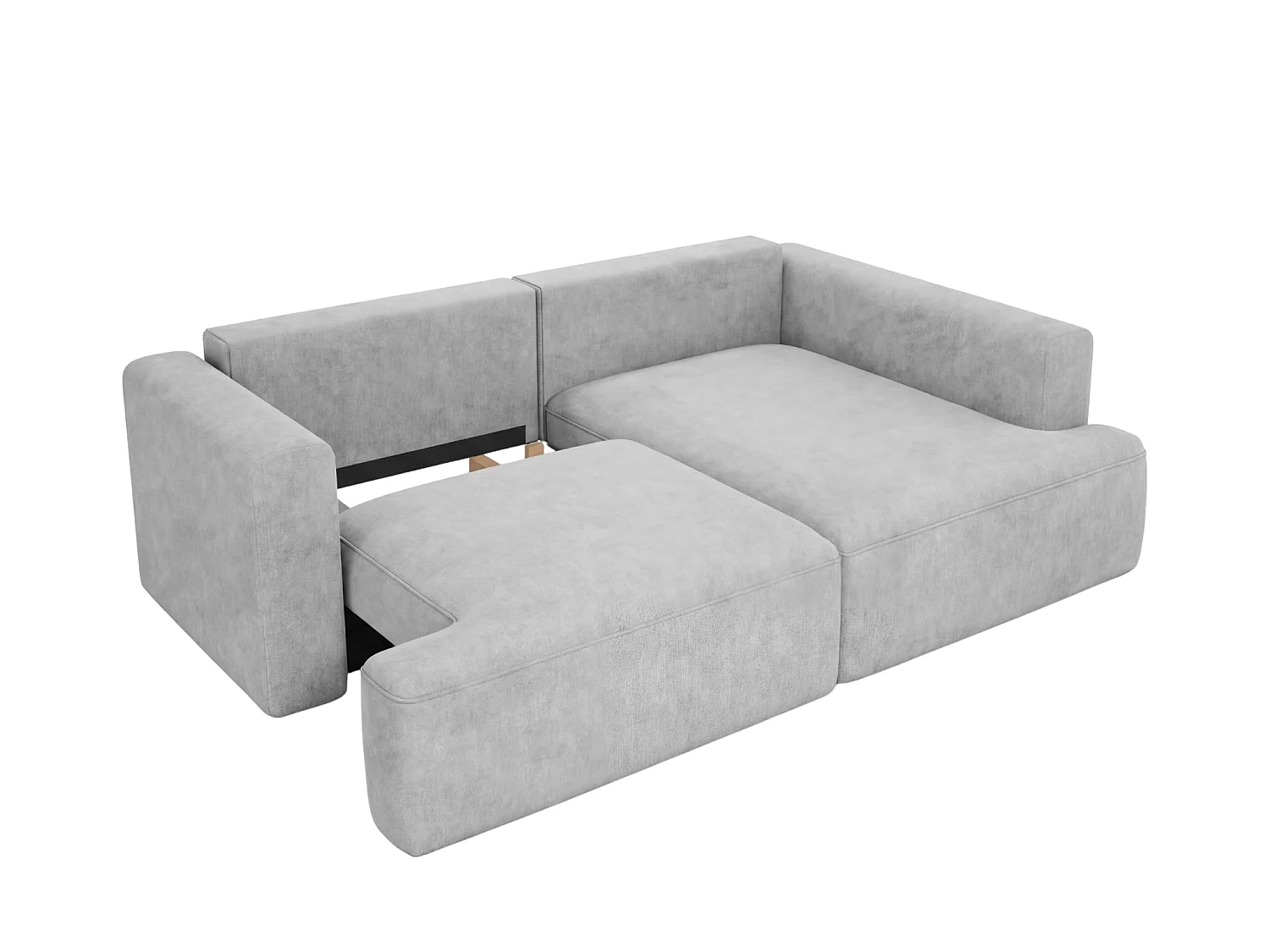 CHIARA - Canapé d'angle tissu velours 4 places Gris clair Gauche