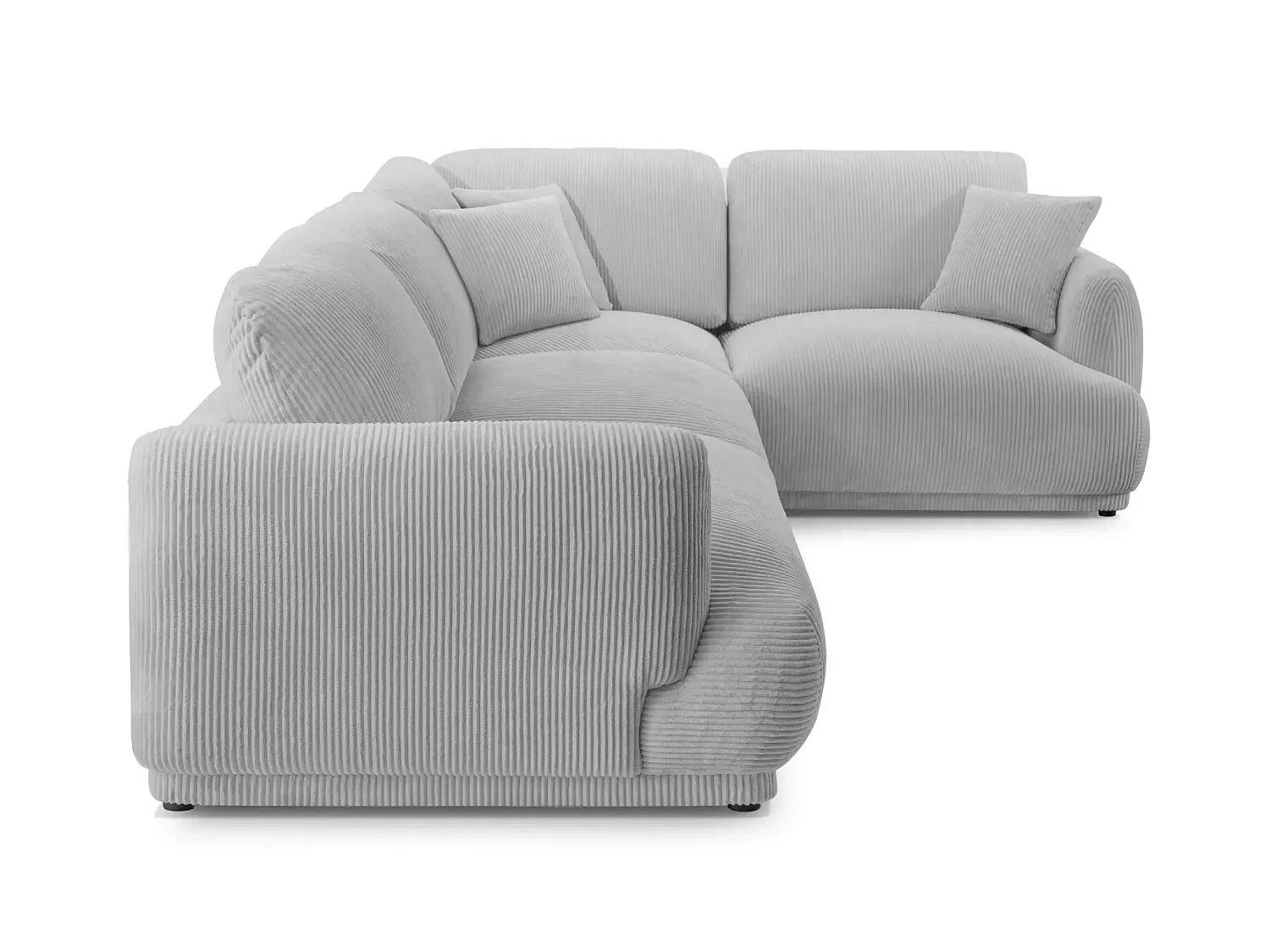 ROSALIE L - Canapé angle modulable petit velours côtelé 4 places Gris clair Droit