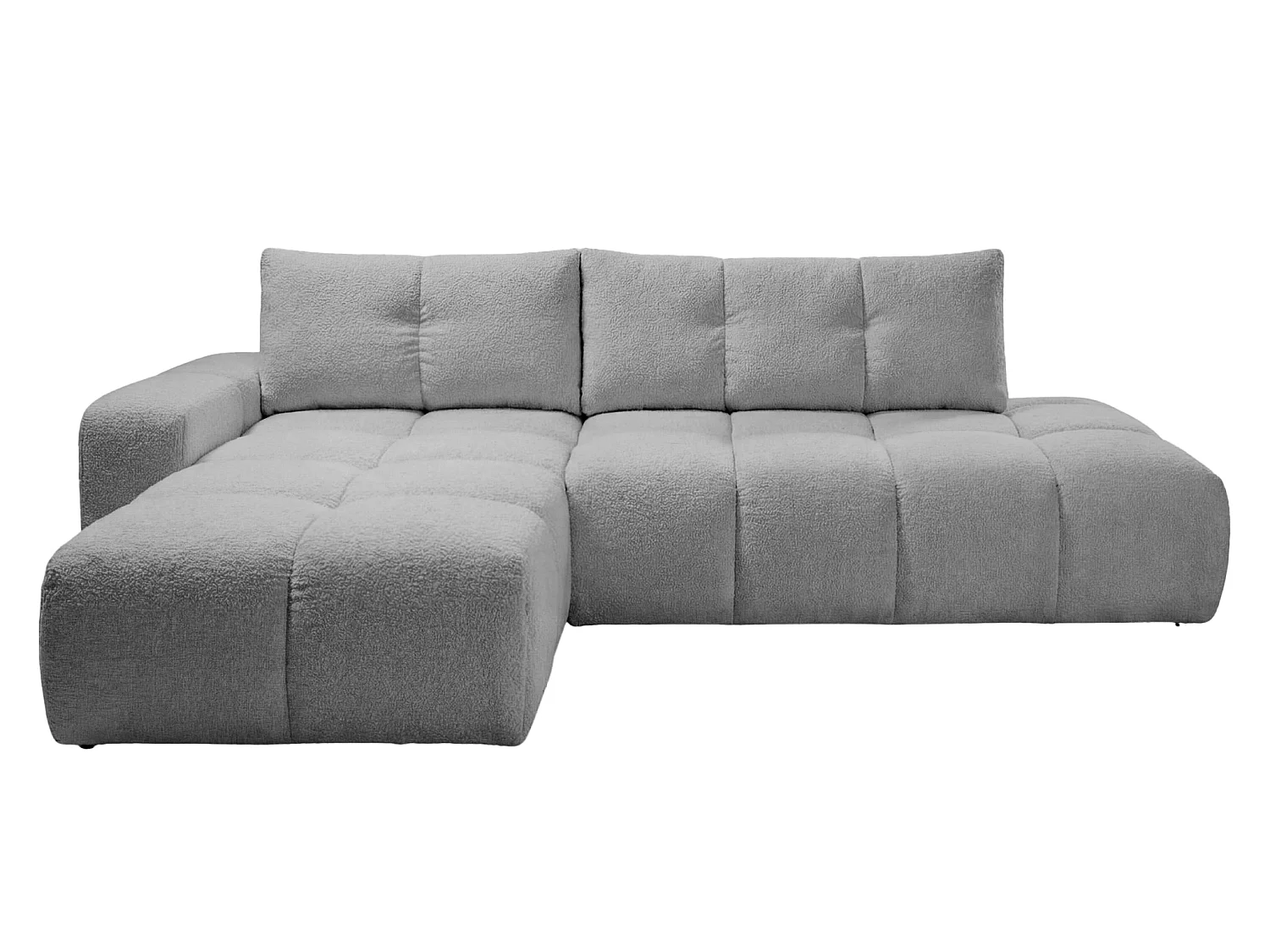 CONSTANCE - Canapé d'angle tissu chenille 4 places Gris clair Gauche