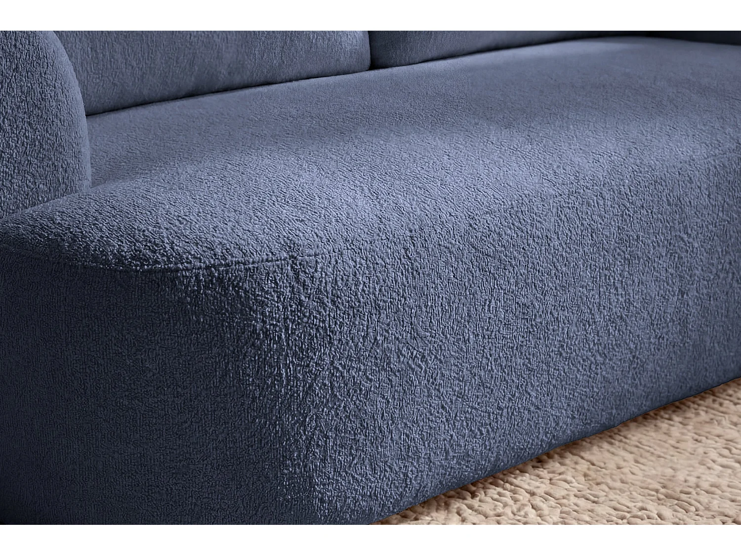 ELLY - 2 zits rechte bank in chenille stof - Blauw