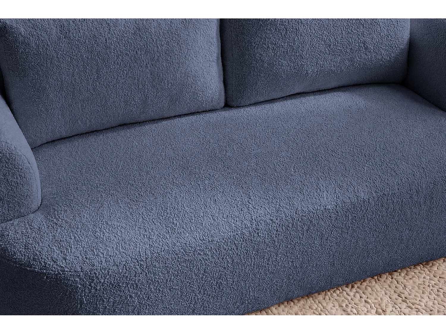 ELLY - 2 zits rechte bank in chenille stof - Blauw