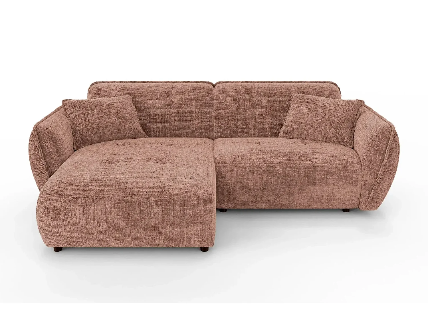 MONA - 4-zits hoekbank in chenille stof - Links - Terracotta