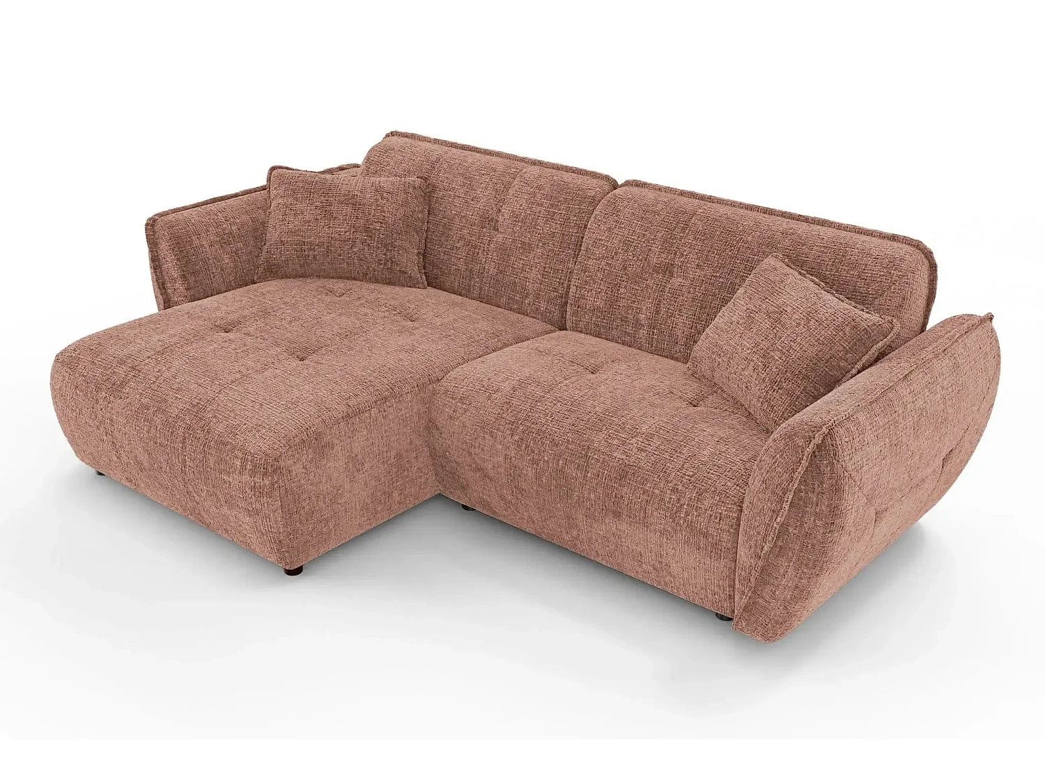 MONA - 4-zits hoekbank in chenille stof - Links - Terracotta