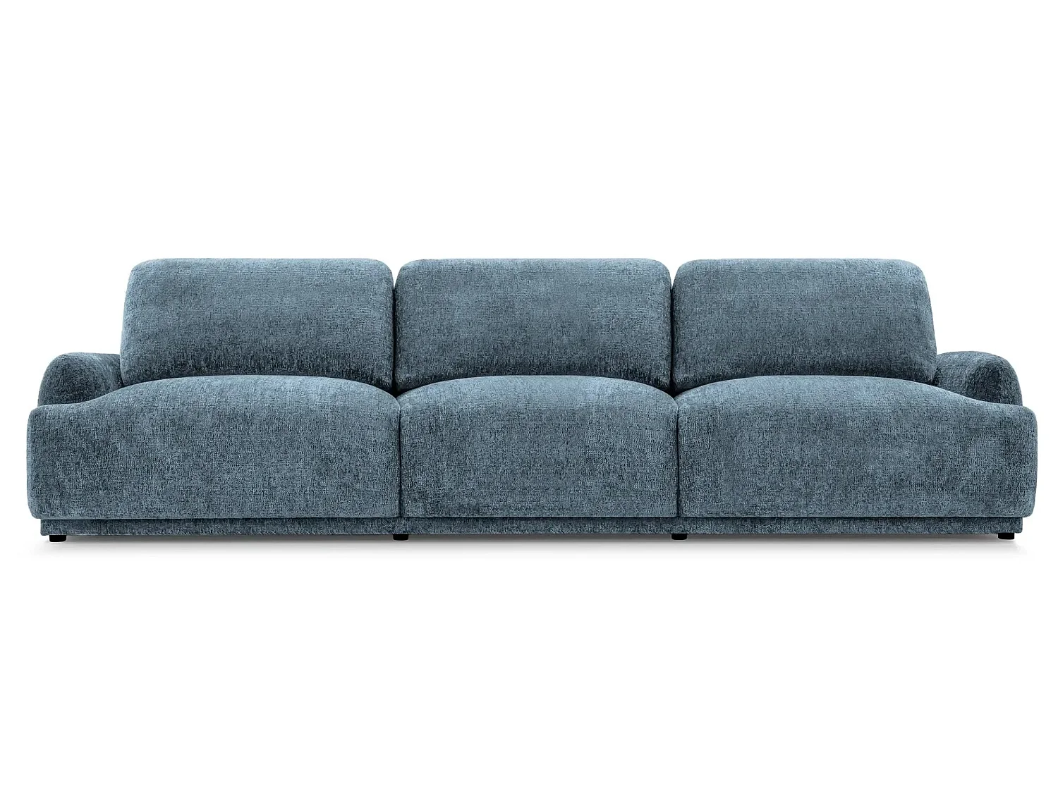 ROSALIE - Canapé droit tissu chenille 3 places Bleu