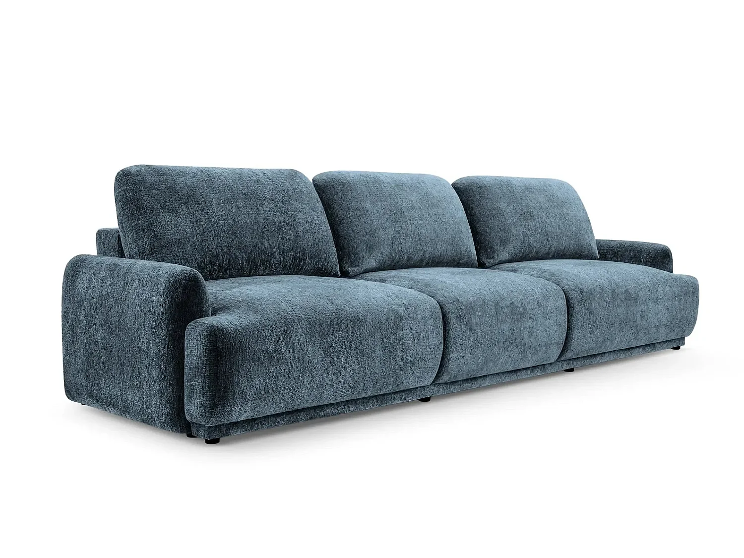 ROSALIE - Canapé droit tissu chenille 3 places Bleu