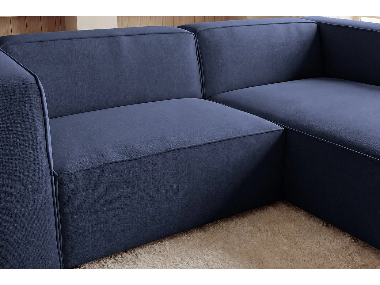 BASIL - 4 zits stoffen hoekbank links - Blauw