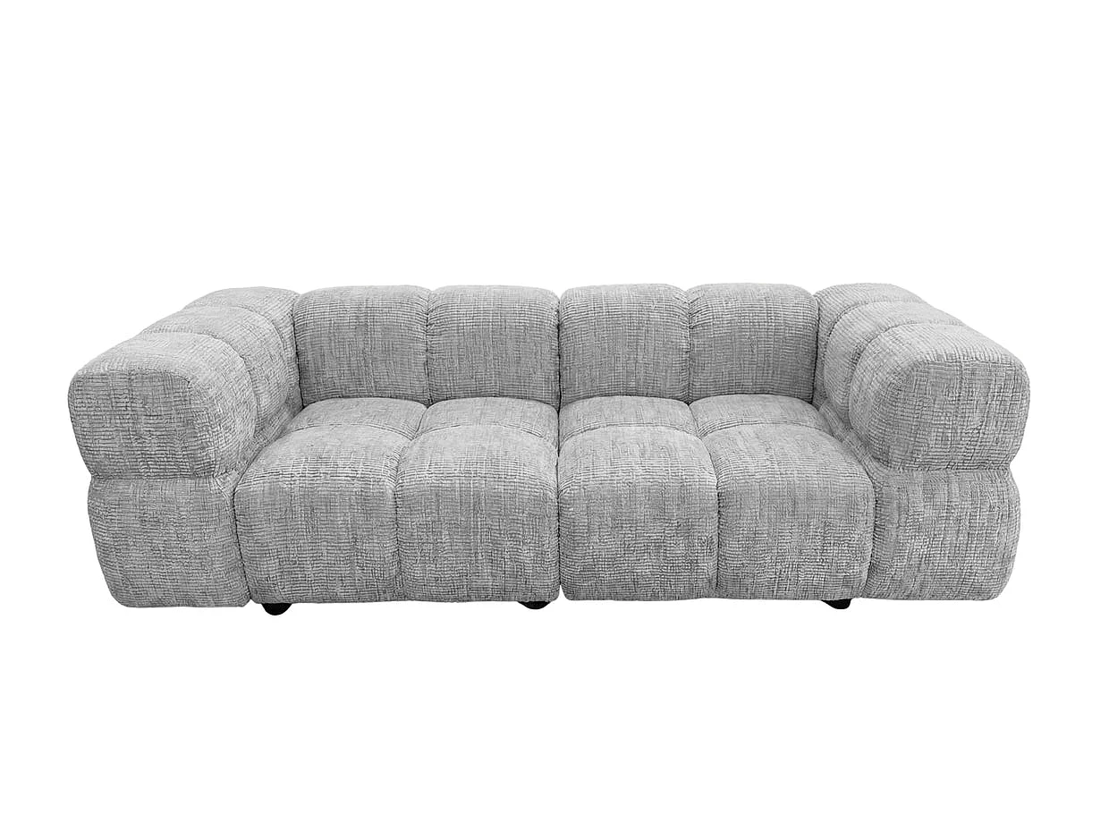 GUSTAVE - Canapé droit tissu chenille 2 places Gris clair