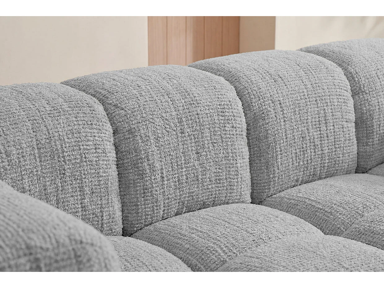 GUSTAVE - Canapé droit tissu chenille 2 places Gris clair