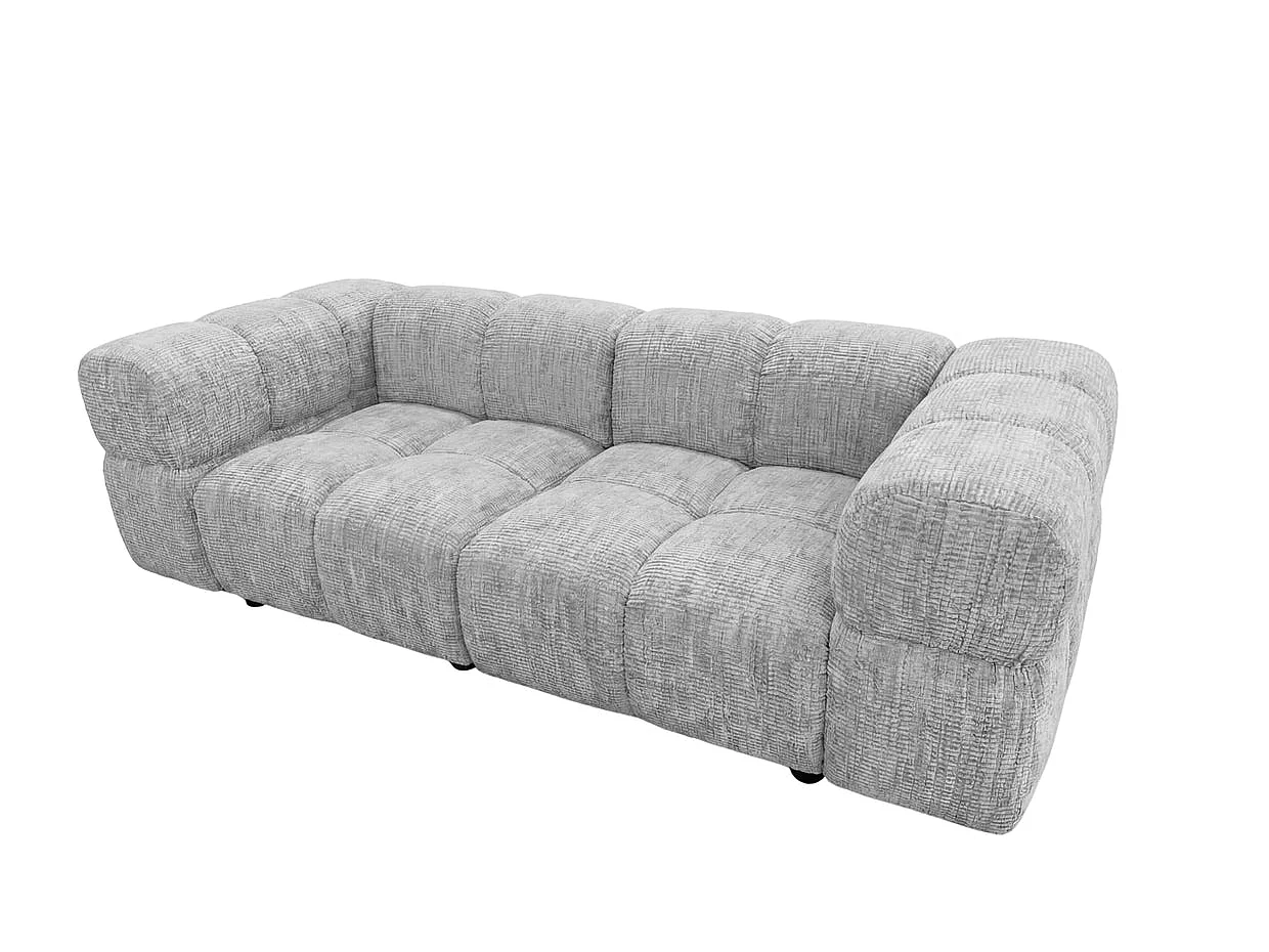 GUSTAVE - Canapé droit tissu chenille 2 places Gris clair