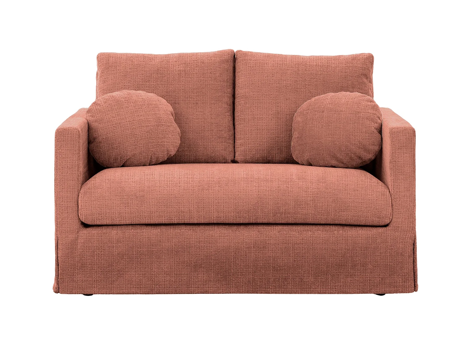 LEONIE - Canapé droit tissu chenille déhoussable 2 places Terracotta