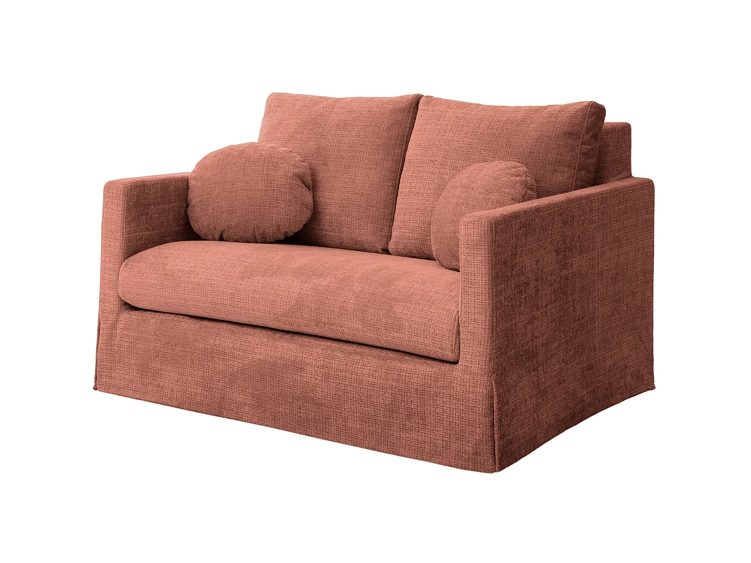 LEONIE - Canapé droit tissu chenille déhoussable 2 places Terracotta