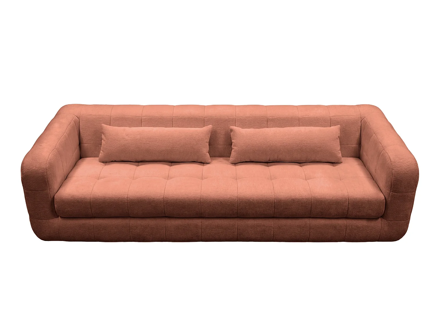 ARLETTE - 4-zits rechte bank in chenille stof - Terracotta