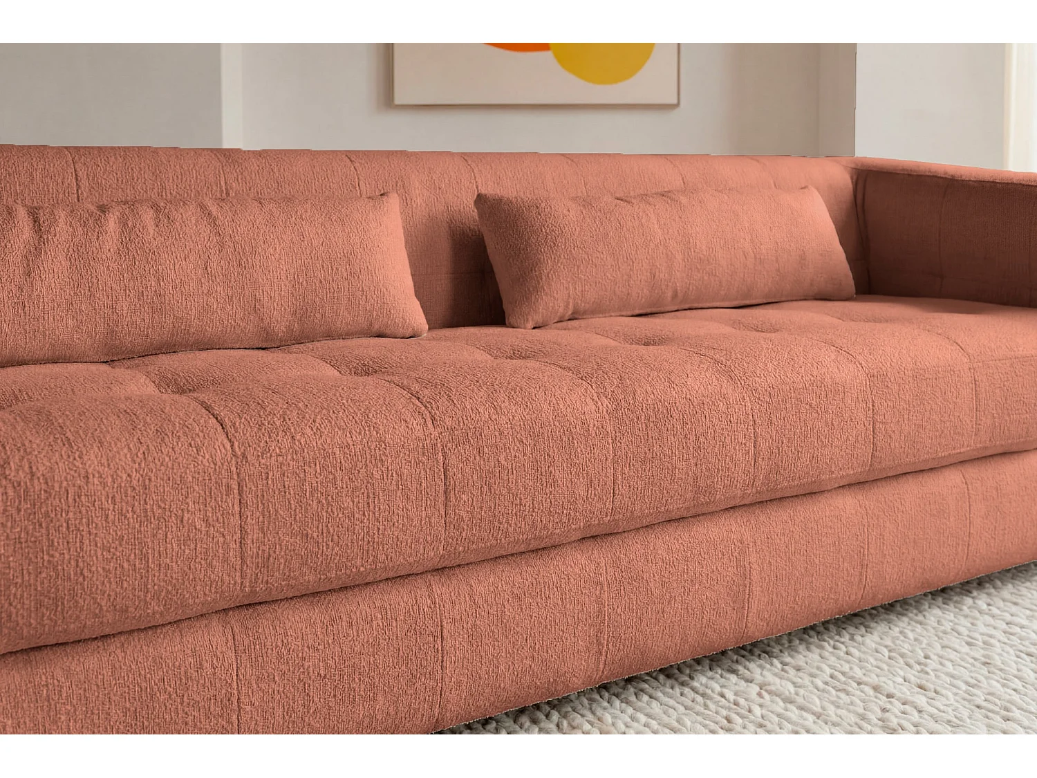 ARLETTE - 4-zits rechte bank in chenille stof - Terracotta