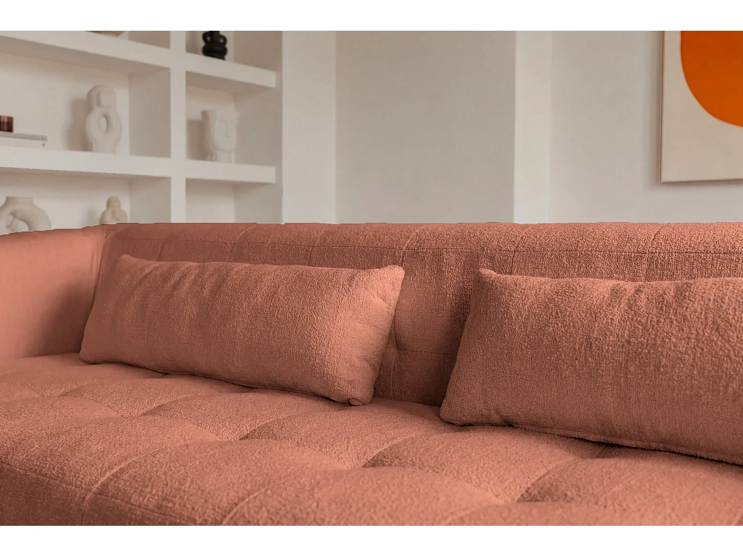 ARLETTE - 4-zits rechte bank in chenille stof - Terracotta