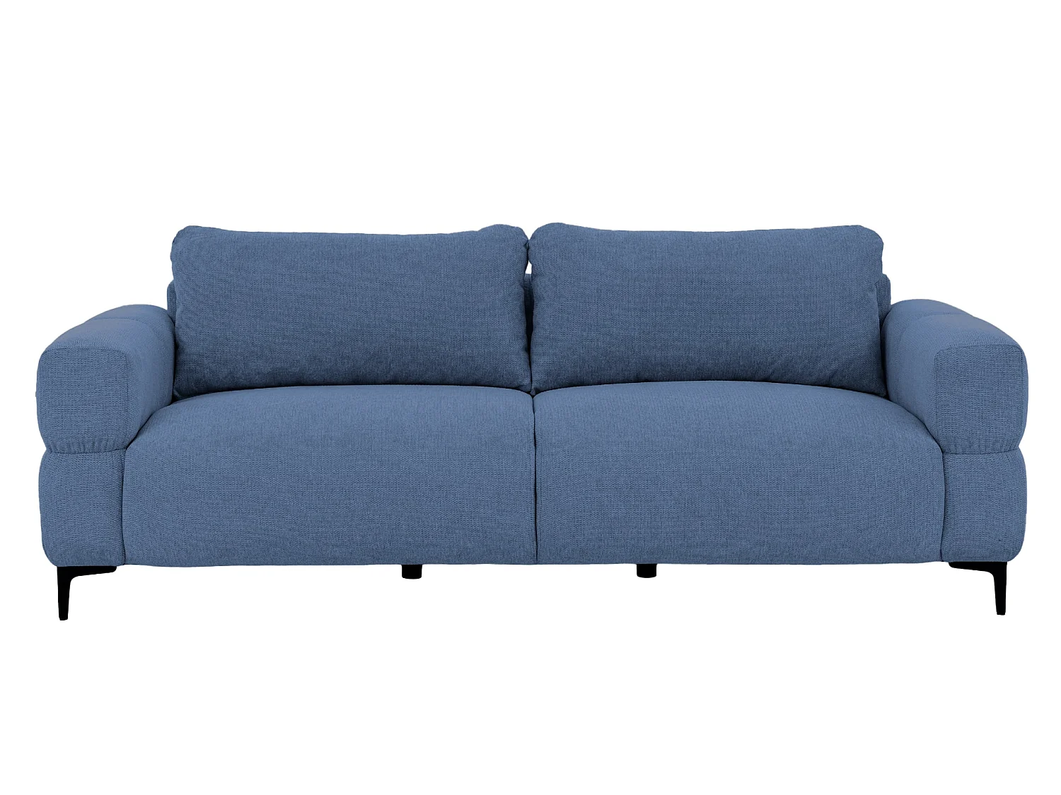 ELTON - Canapé droit tissu lisse 3 places Bleu