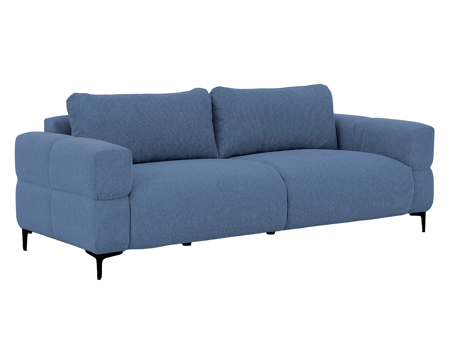 ELTON - Canapé droit tissu lisse 3 places Bleu