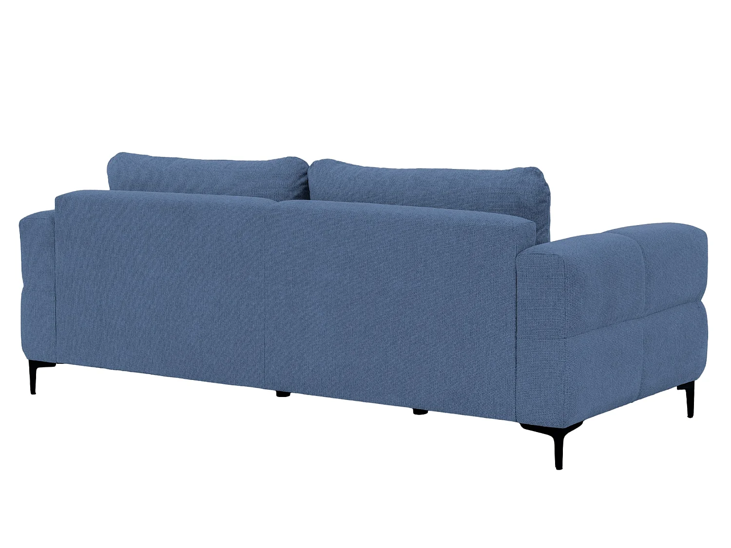 ELTON - Canapé droit tissu lisse 3 places Bleu