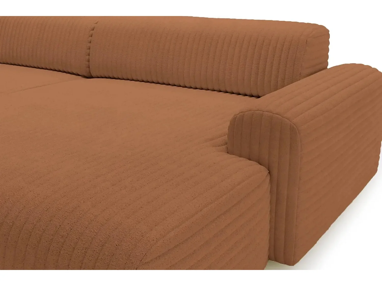 MILA - 3-zits corduroy hoekbank - Links - Terracotta