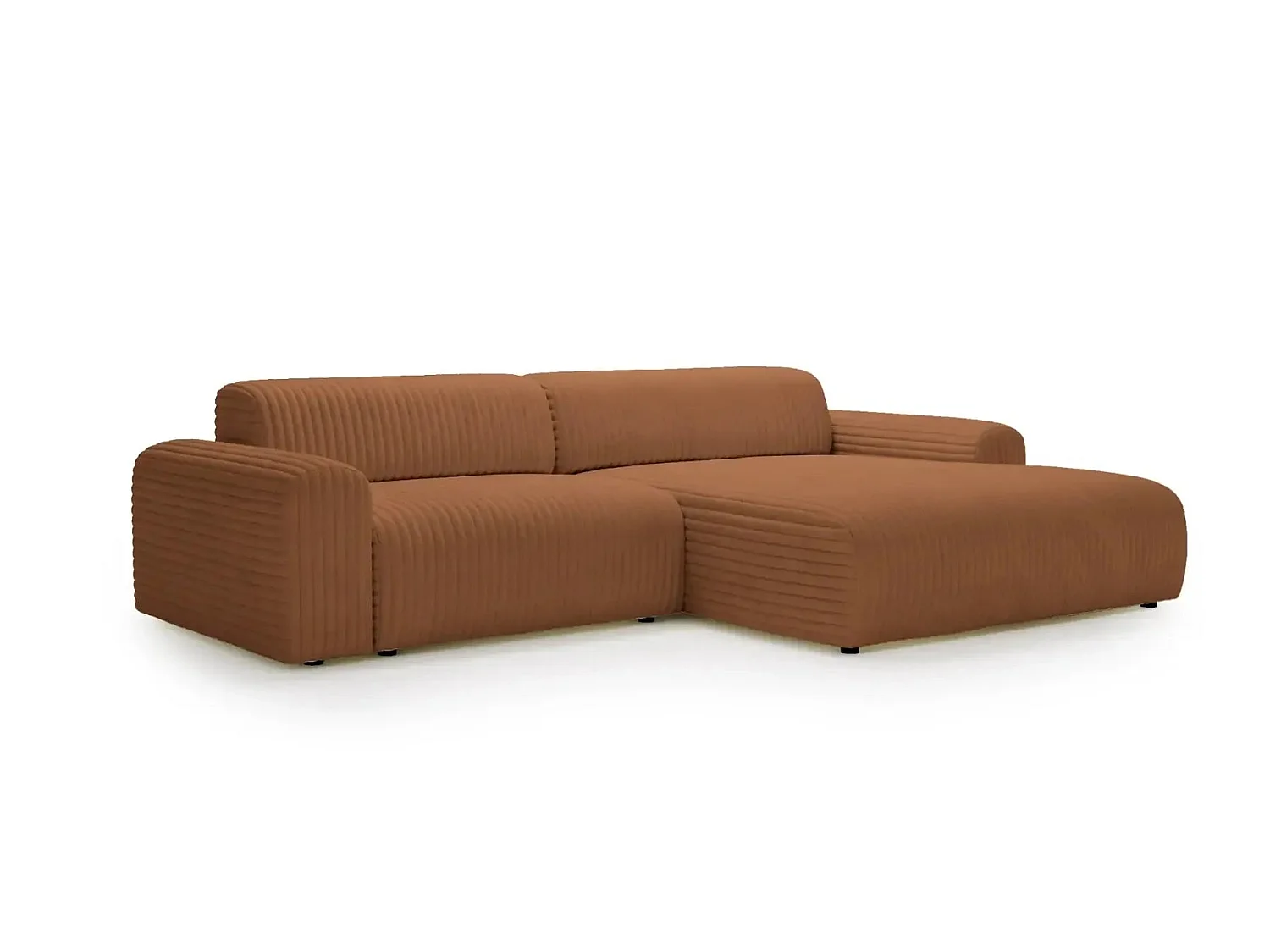 MILA - 3-zits corduroy hoekbank - Links - Terracotta