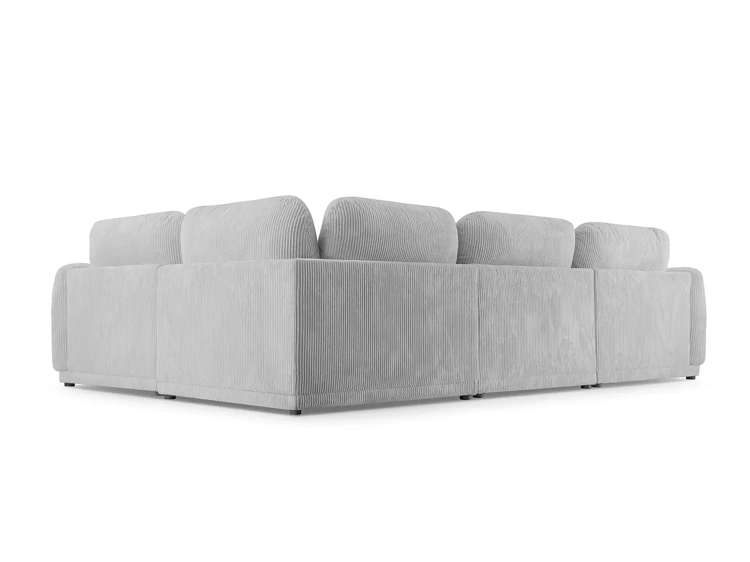 ROSALIE L - Canapé angle modulable petit velours côtelé 4 places Gris clair Gauche